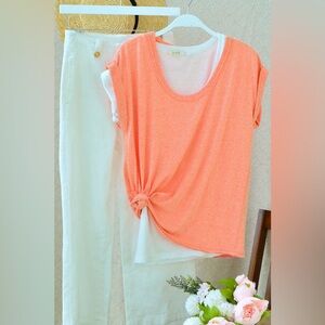 LA MIEL "Ola" Cap Sleeve Tee , NWT - CORAL